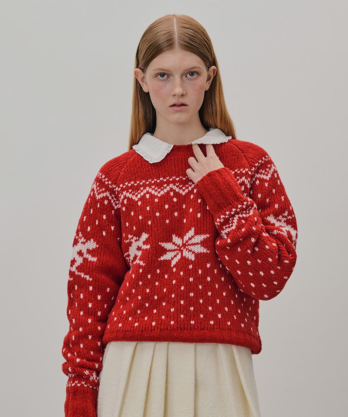 튜드먼트(TTUDEMENT) WINTER SKI KNIT RED