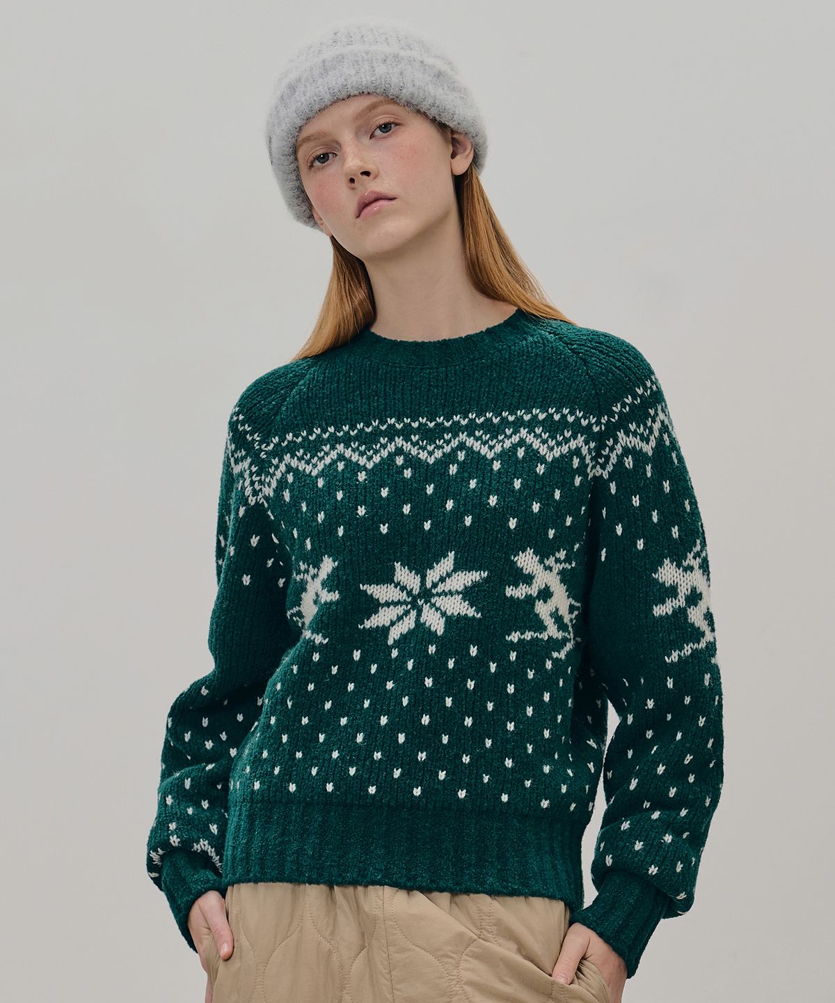 튜드먼트(TTUDEMENT) WINTER SKI KNIT DEEP GREEN
