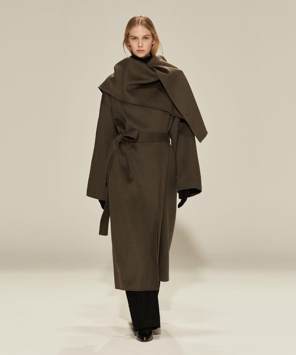 美品⭐︎JOSEPH　ウールアルパカコート　Aライン　ベルト　ショール　36 アクアドロップ】ショールカラーコート(コート)｜AMACA(アマカ)の