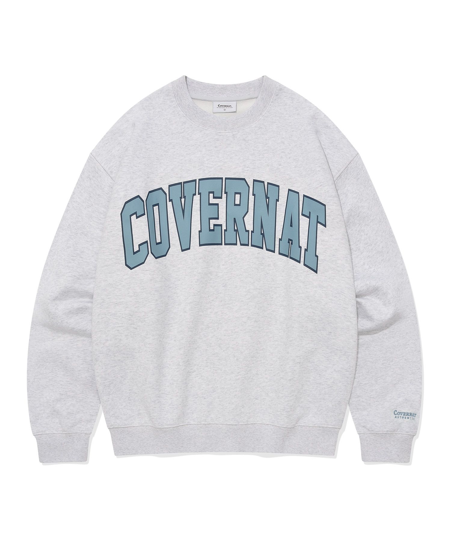 MUSINSA | COVERNAT Arch Logo Drop Fit Man to Man Header Gray