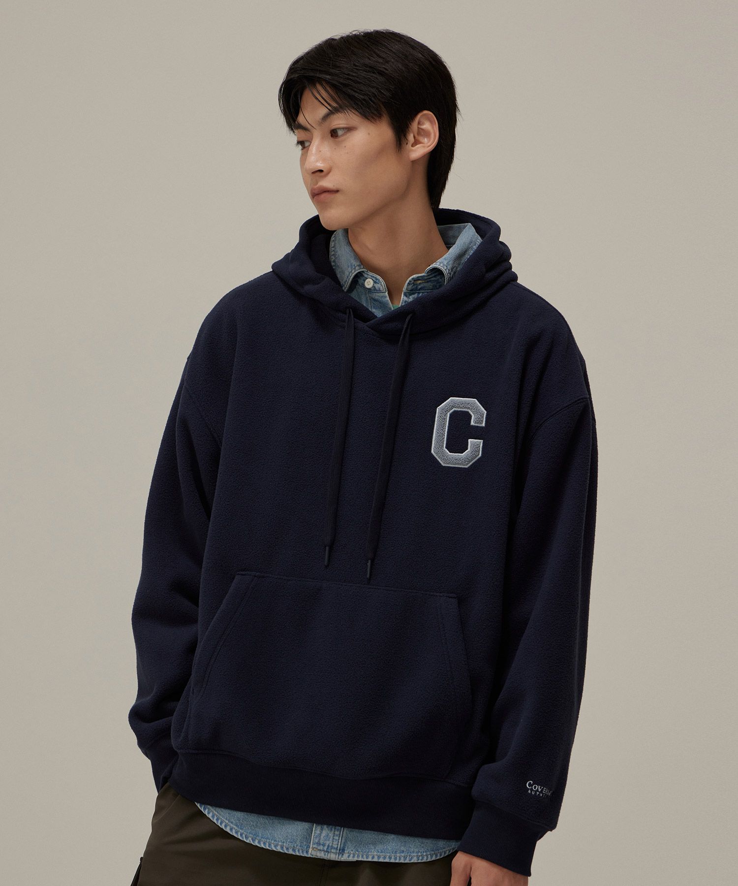 [COVERNAT]★24FW★韓国人気★C LOGO FLEECE OVER FIT HOODIE Covernat Unisex C Logo Lambs Wool Hoodie Knit Ivory