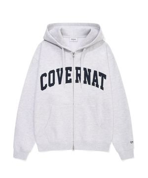 아치 로고 기모 후디 집업 헤더 그레이