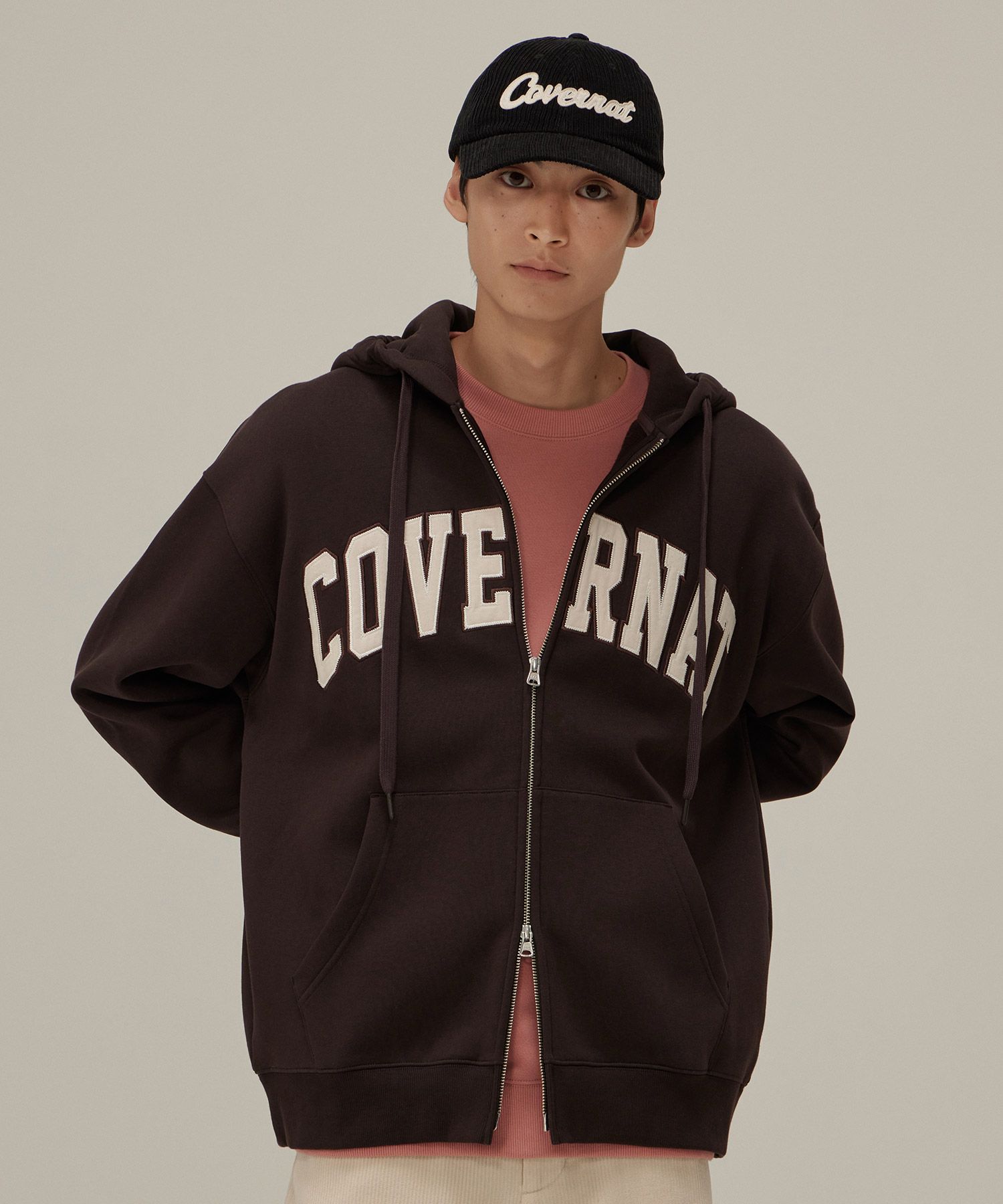 パーカー・フーディ COVERNAT Arch logo hood zip-up 5MM345 MUSINSA | COVERNAT Arch Logo Fleece Hoodie Zip Up Chocolate