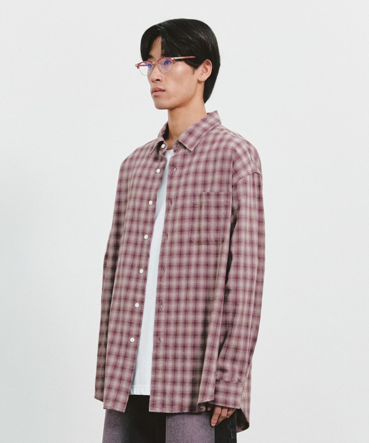 발루트(BALLUTE) GEEK OVER SILHOUETTE SHIRTS (PINK CHECK)
