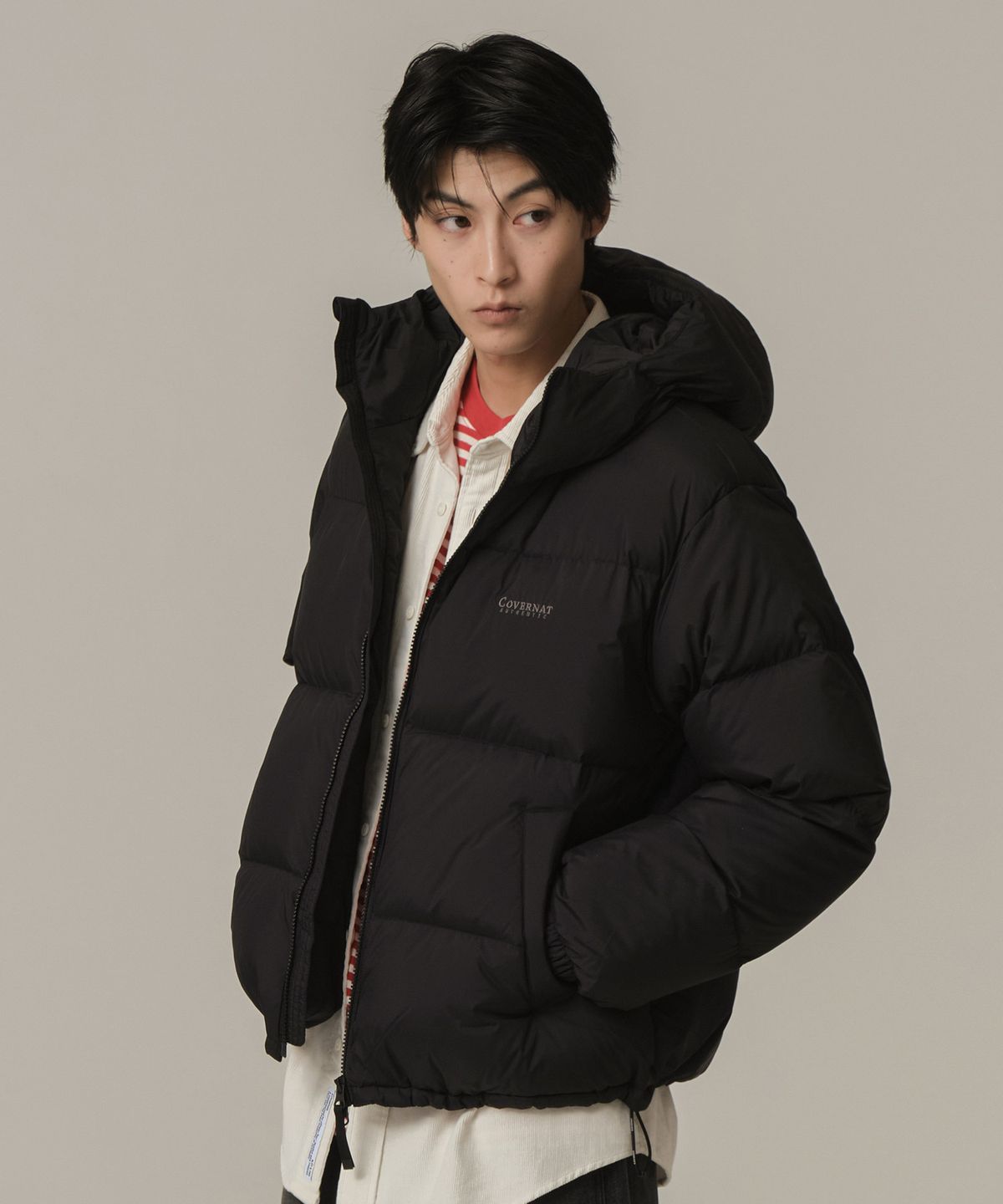 커버낫(COVERNAT) 24FW RDS 씨빅 오리진 후드 숏 푸퍼 블랙
