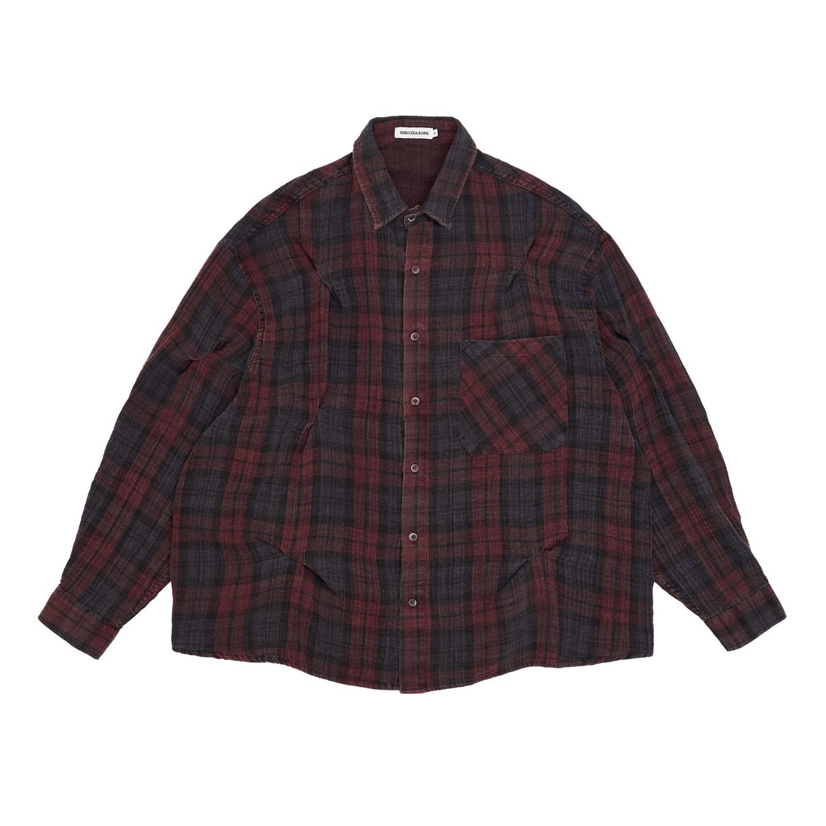 노쿨러스(NOSCOULEURS) OLD WASHED CHECK BITE SHIRTS RED