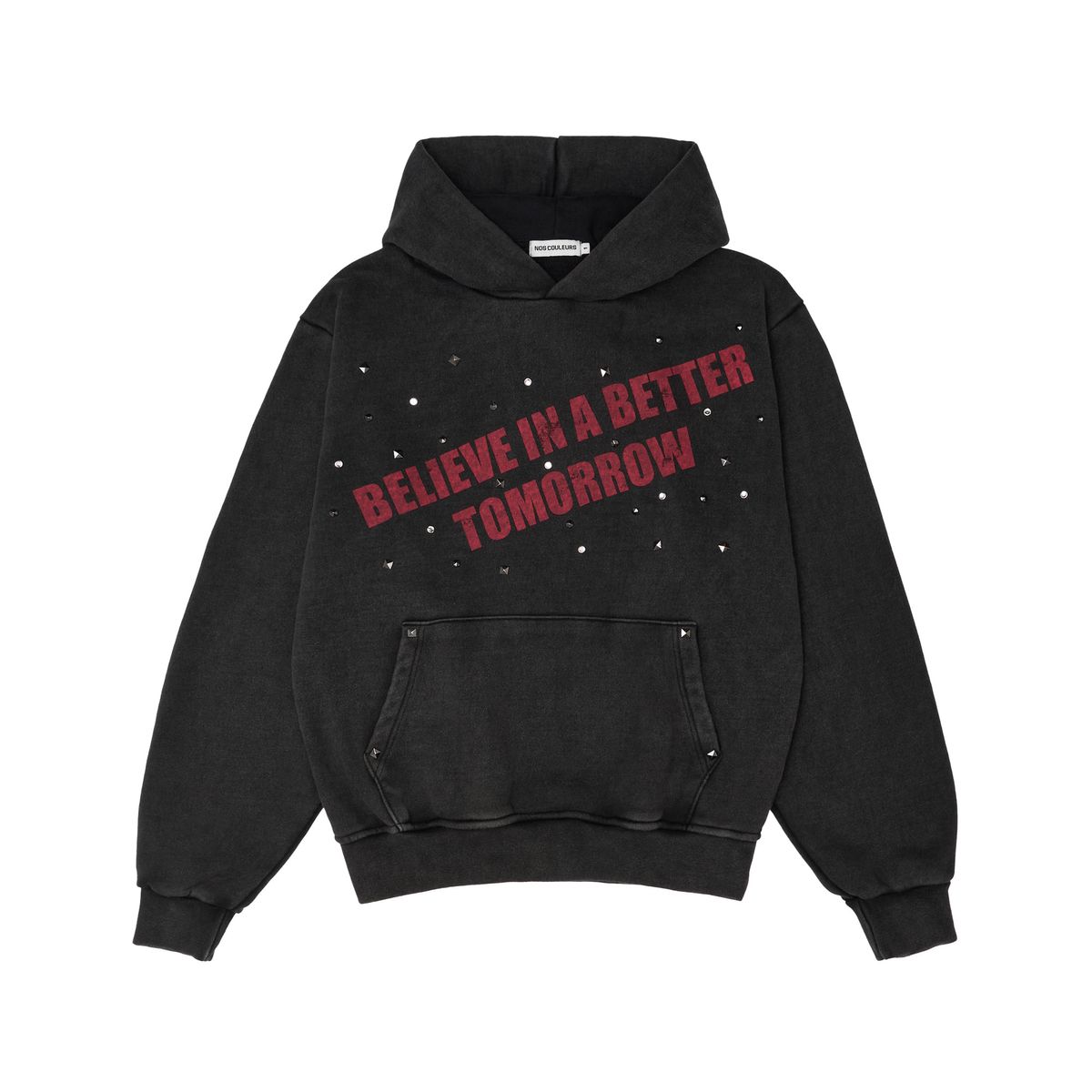 노쿨러스(NOSCOULEURS) BELIEVE STUD HOODIE BLACK