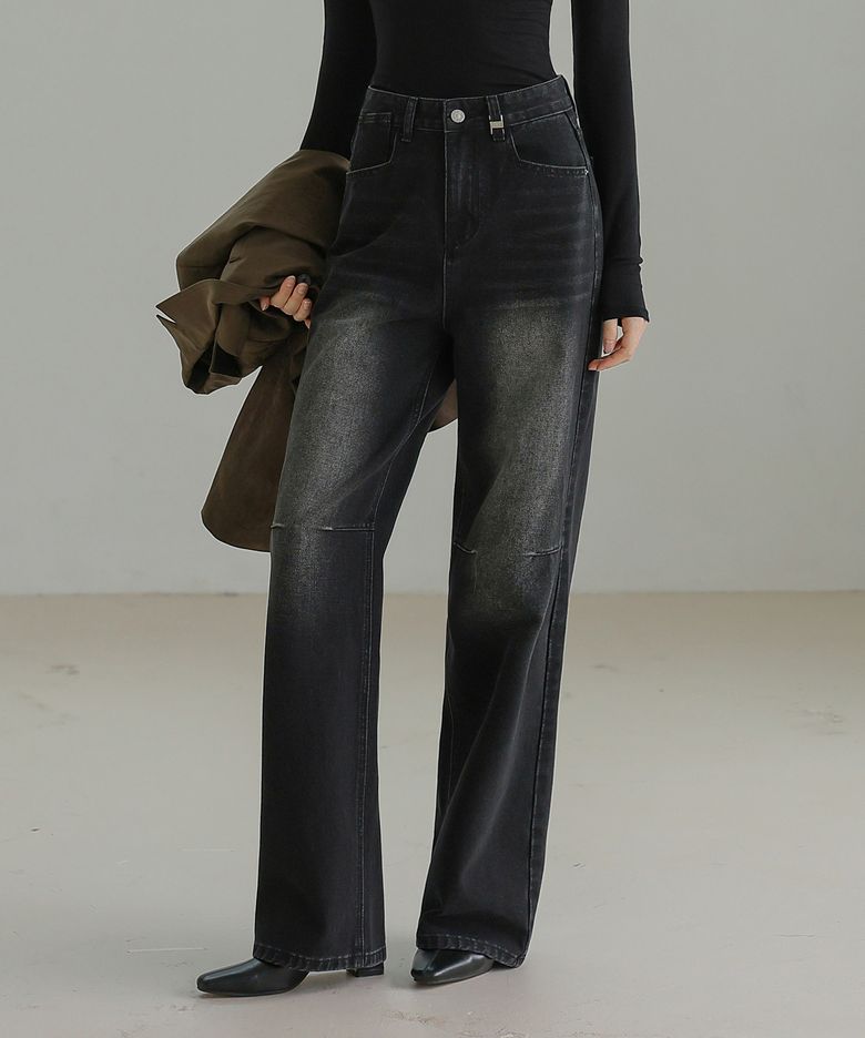 INCISION DART WASHING DENIM PANTS_NFDP4128 (BLACK)