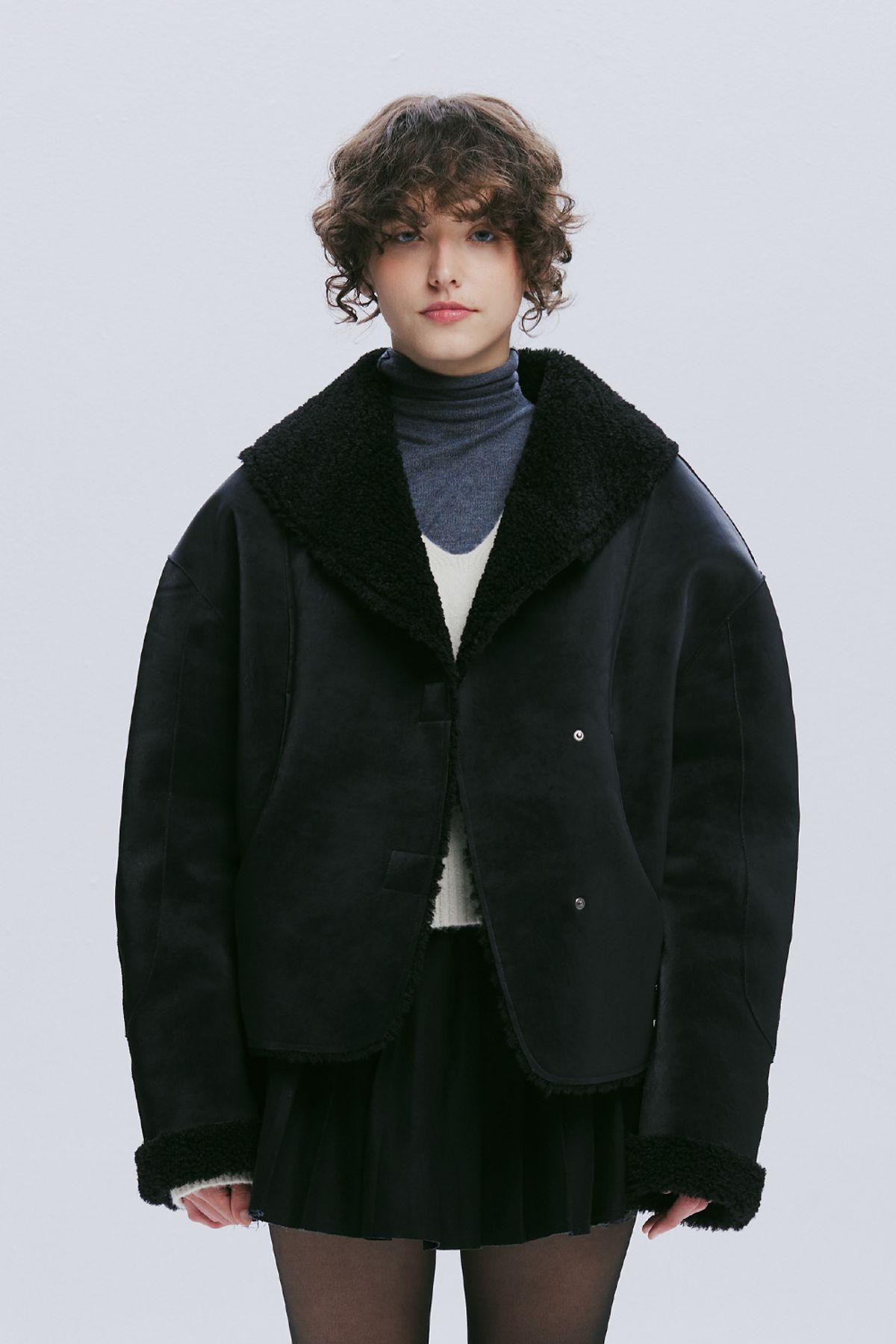 애프터아워즈(AFTERHOURS) SHAWL COLLAR MUSTANG JACKET (BLACK)