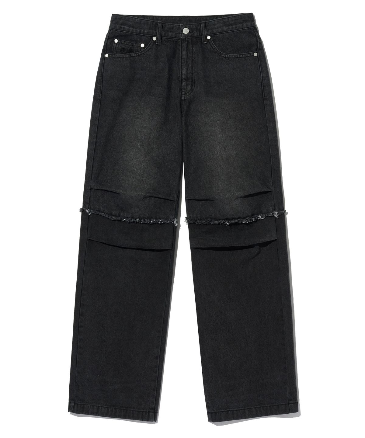 브라운브레스(BROWNBREATH) W TWO TONE SECTION DENIM PANTS - BLACK