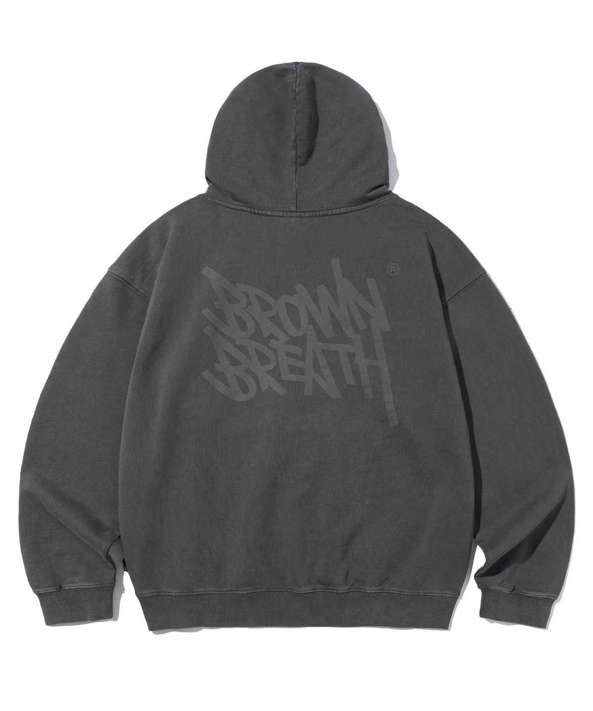브라운브레스(BROWNBREATH) PIGMENT TAG HOODIE - CHARCOAL