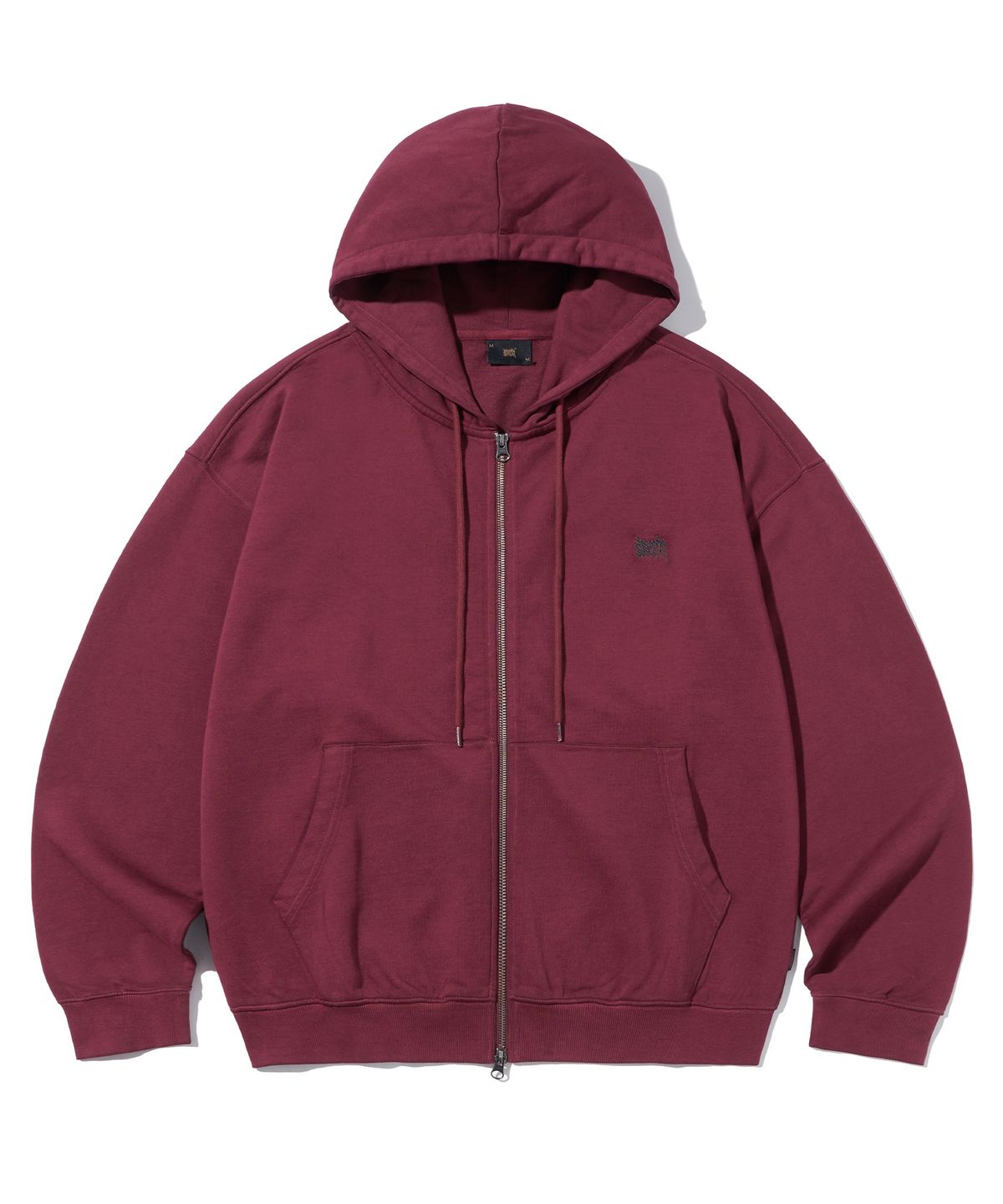 브라운브레스(BROWNBREATH) PIGMENT TAG HOOD ZIP UP - BURGUNDY