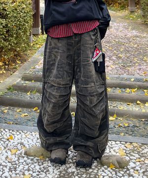 카모 와이드 패러슈트 팬츠_카모플라쥬