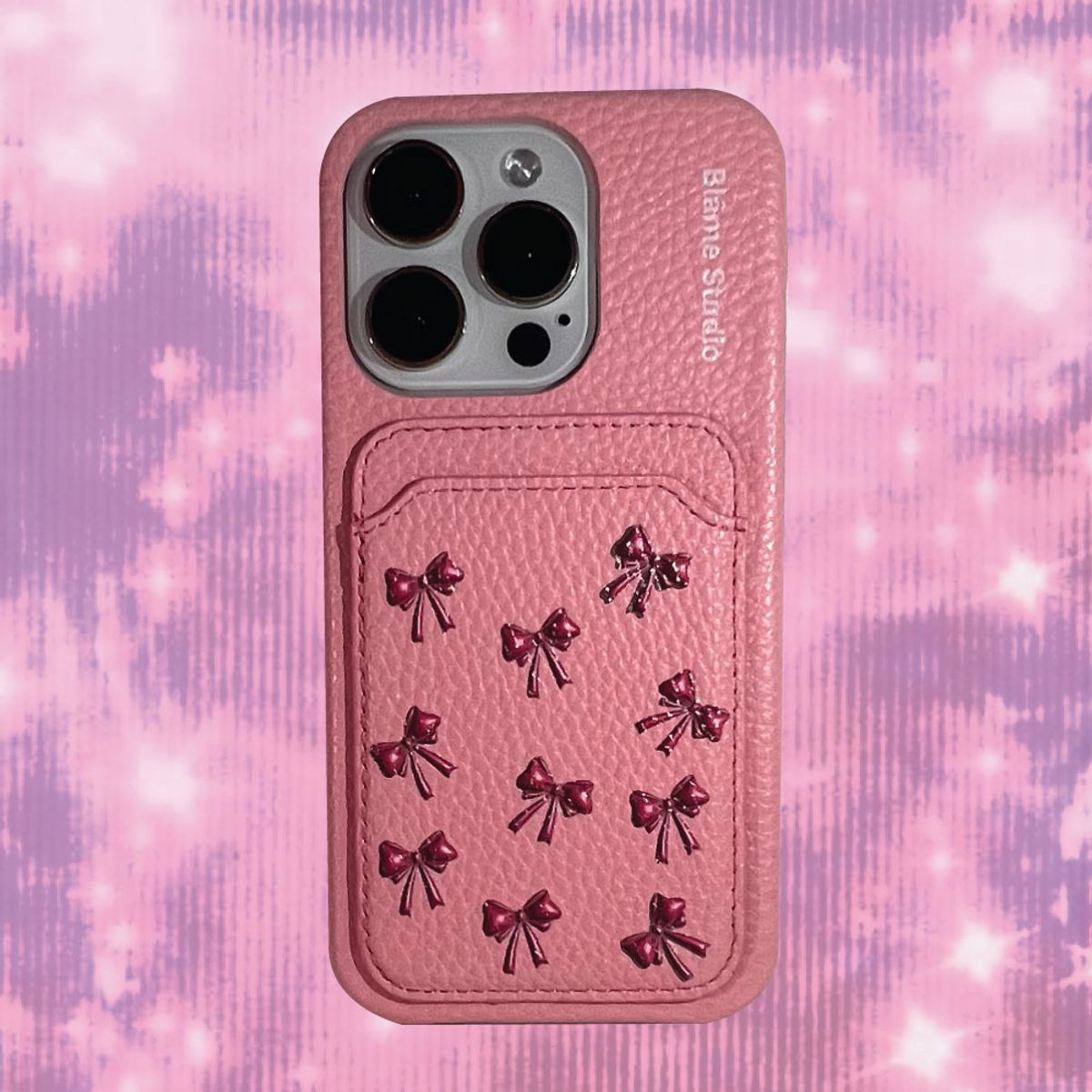 블레임 스튜디오(BLAMESTUDIO) Baby pink ribbon leather card case