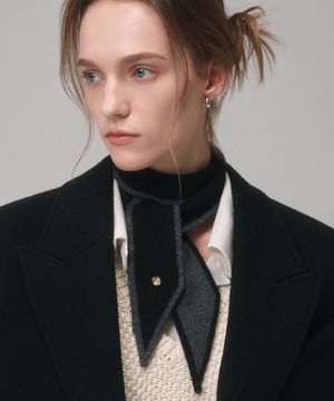 울 100% 트윌리 머플러 숏/롱 블랙차콜