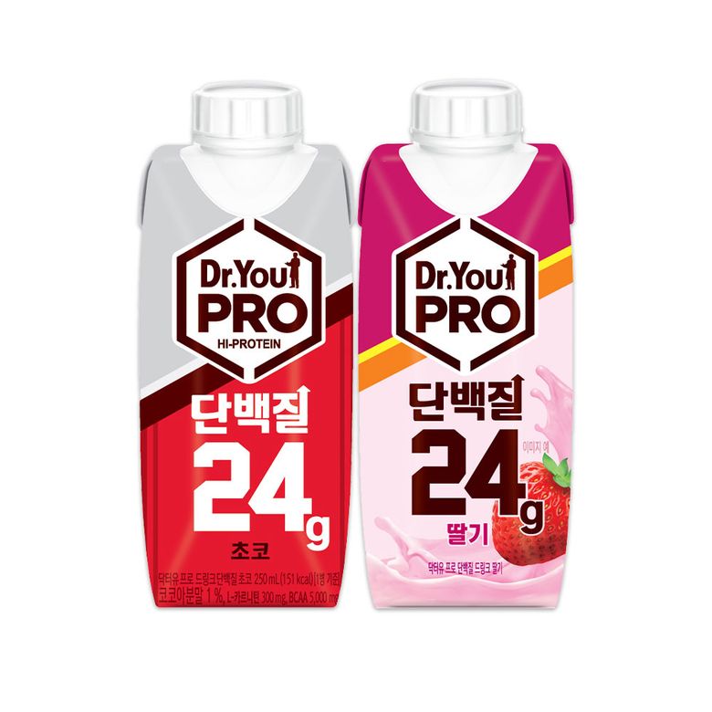 오리온 닥터유프로 단백질드링크(250ml) 초코 12팩 + 딸기 12팩