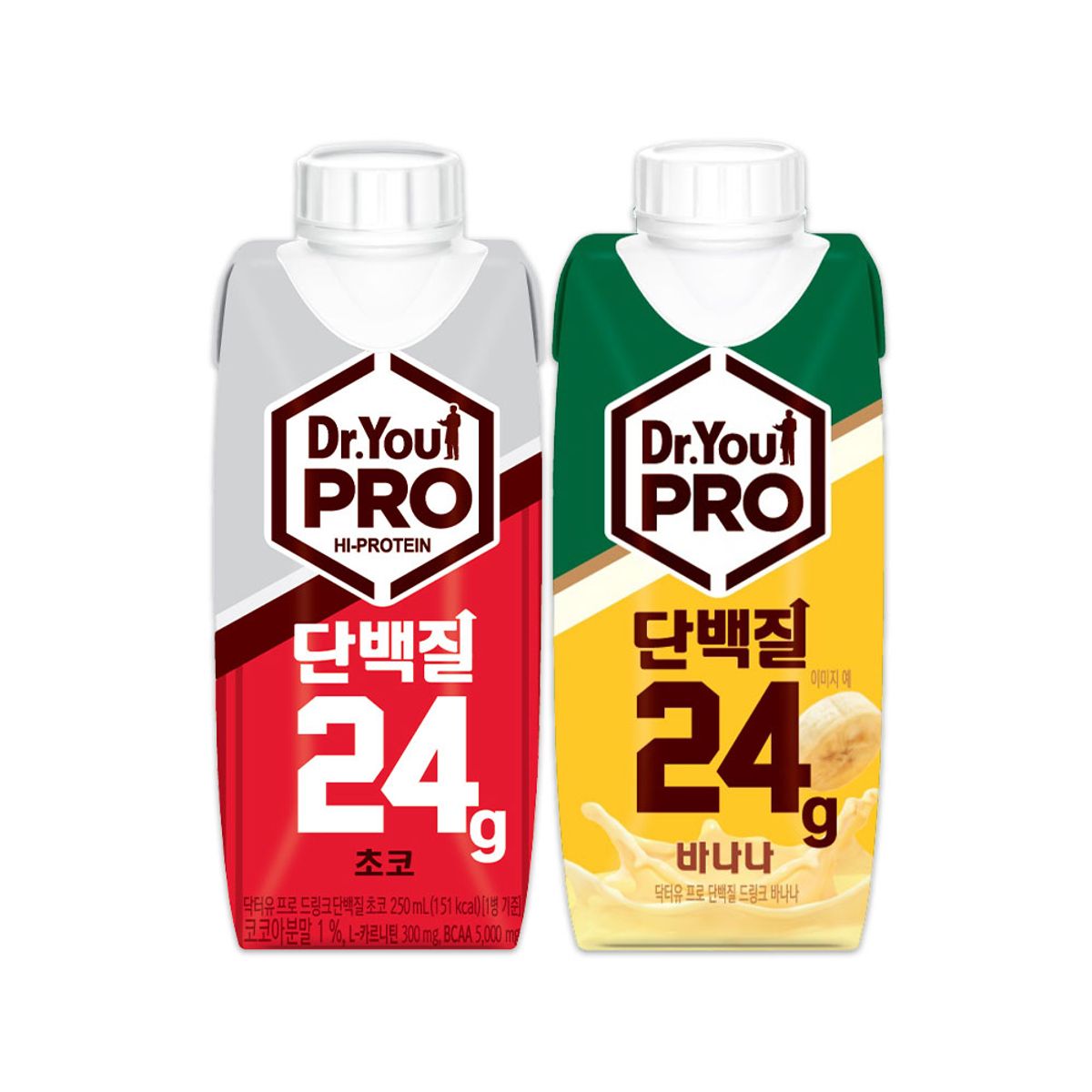 닥터유(DRYOU) 오리온 닥터유프로 단백질드링크(250ml) 초코 12팩 + 바나나 12팩
