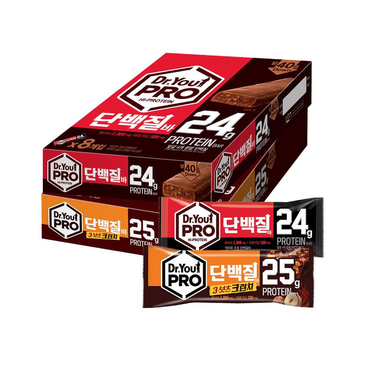 닥터유(DRYOU) 오리온 닥터유프로 단백질바 3넛츠크런치(70g) 8개 + 프로 단백질바(70g) 8개