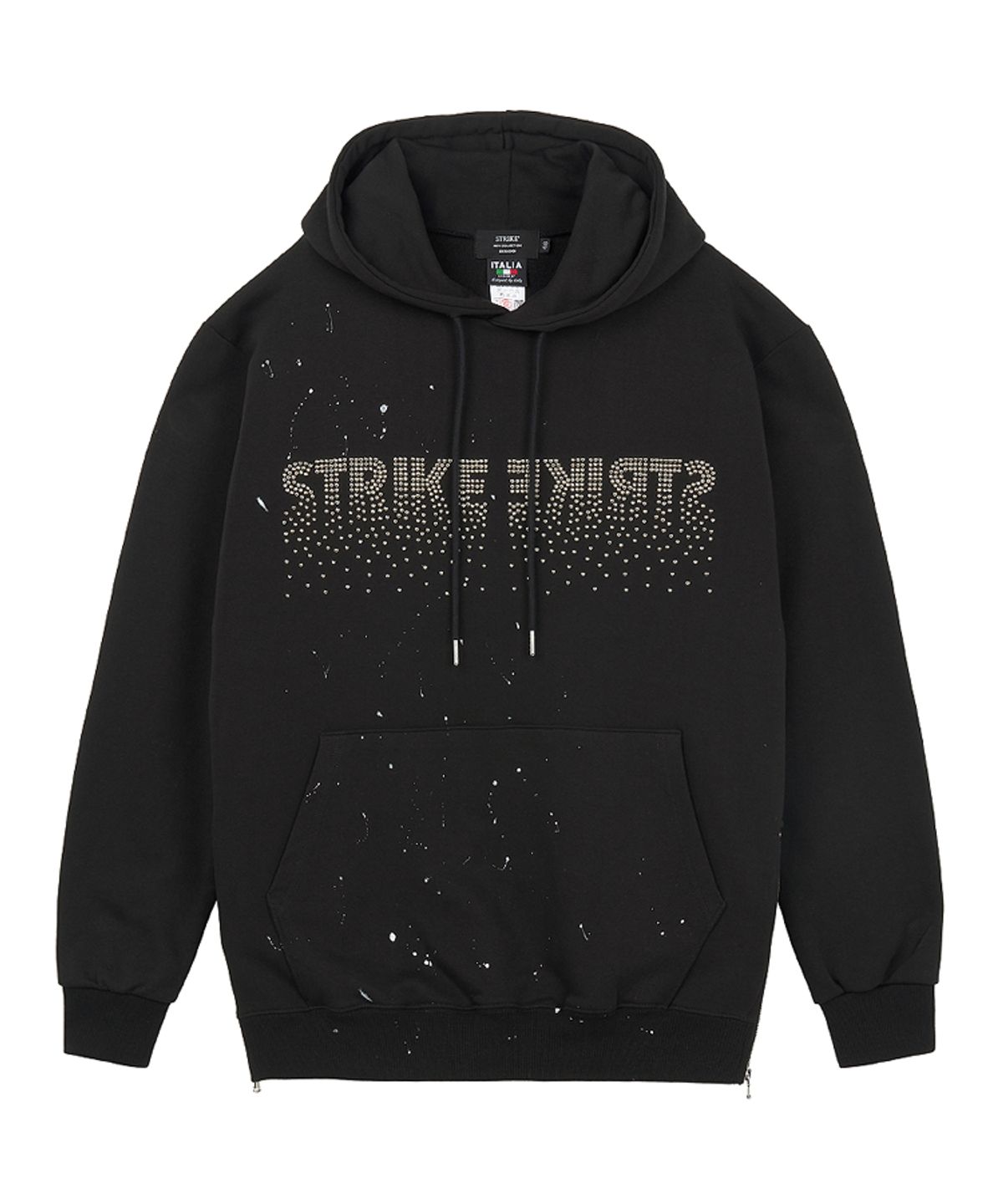 스트라이크(STRIKE) Studded Splatter Paint Zippers Hoodie (BLACK)