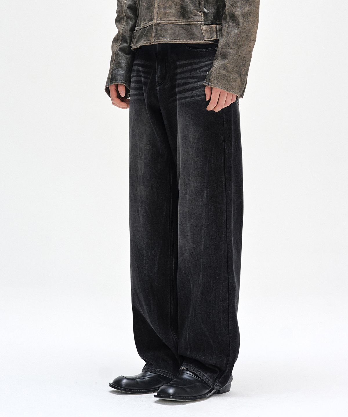 데케트(DECET) [기모본딩]Mid Rise Wide Jeans DCPT027WCRBlack2