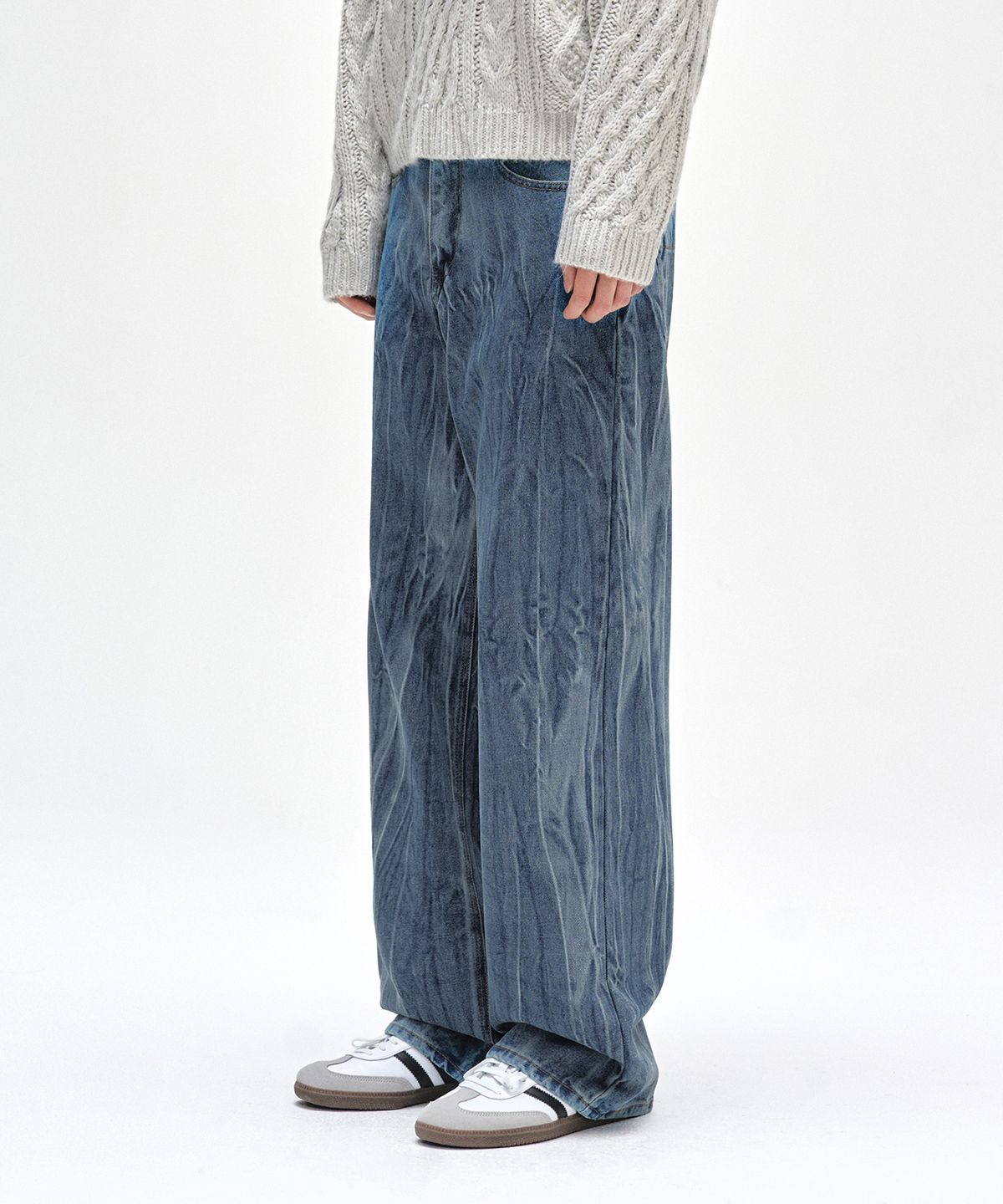 데케트(DECET) [기모본딩]Mid Rise Wide Jeans DCPT027WCRBlue