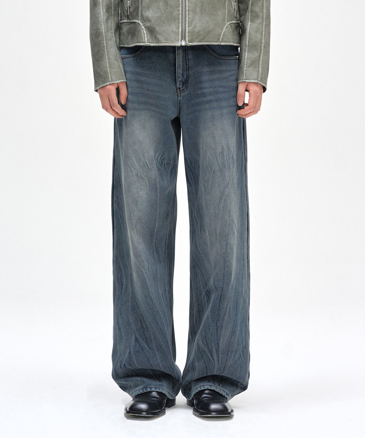 데케트(DECET) [기모본딩]Mid Rise Wide Jeans DCPT027WCRBlue2