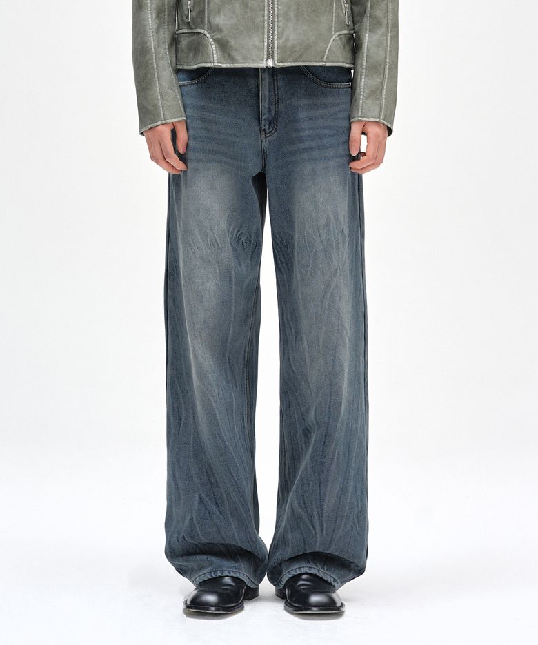 [기모본딩]Mid Rise Wide Jeans DCPT027WCRBlue2