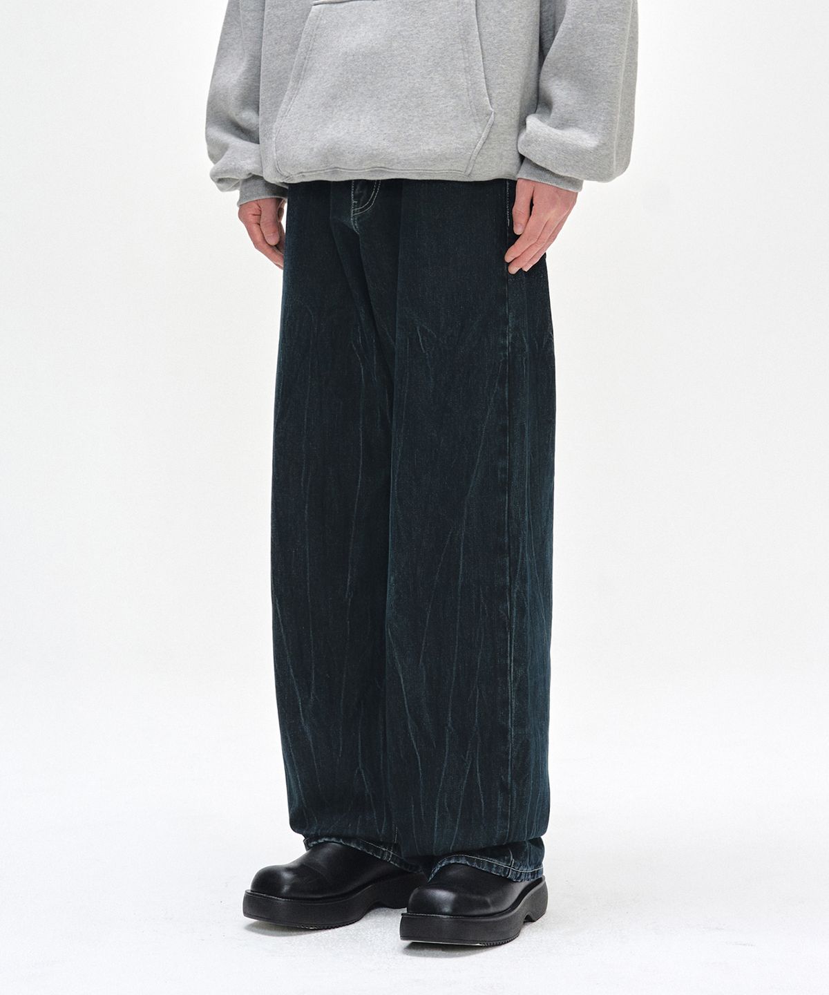 데케트(DECET) [기모본딩]Mid Rise Wide Jeans DCPT027WCRDBlue