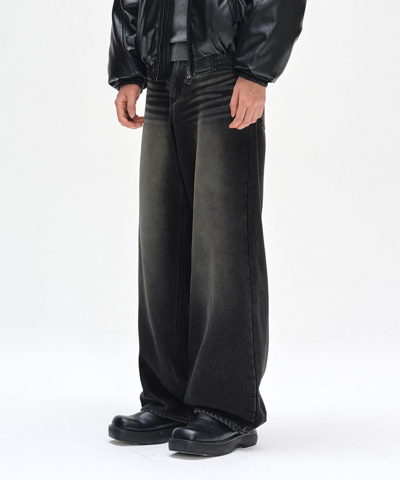 [기모본딩]Mid Rise Wide Jeans DCPT027WYLBlack