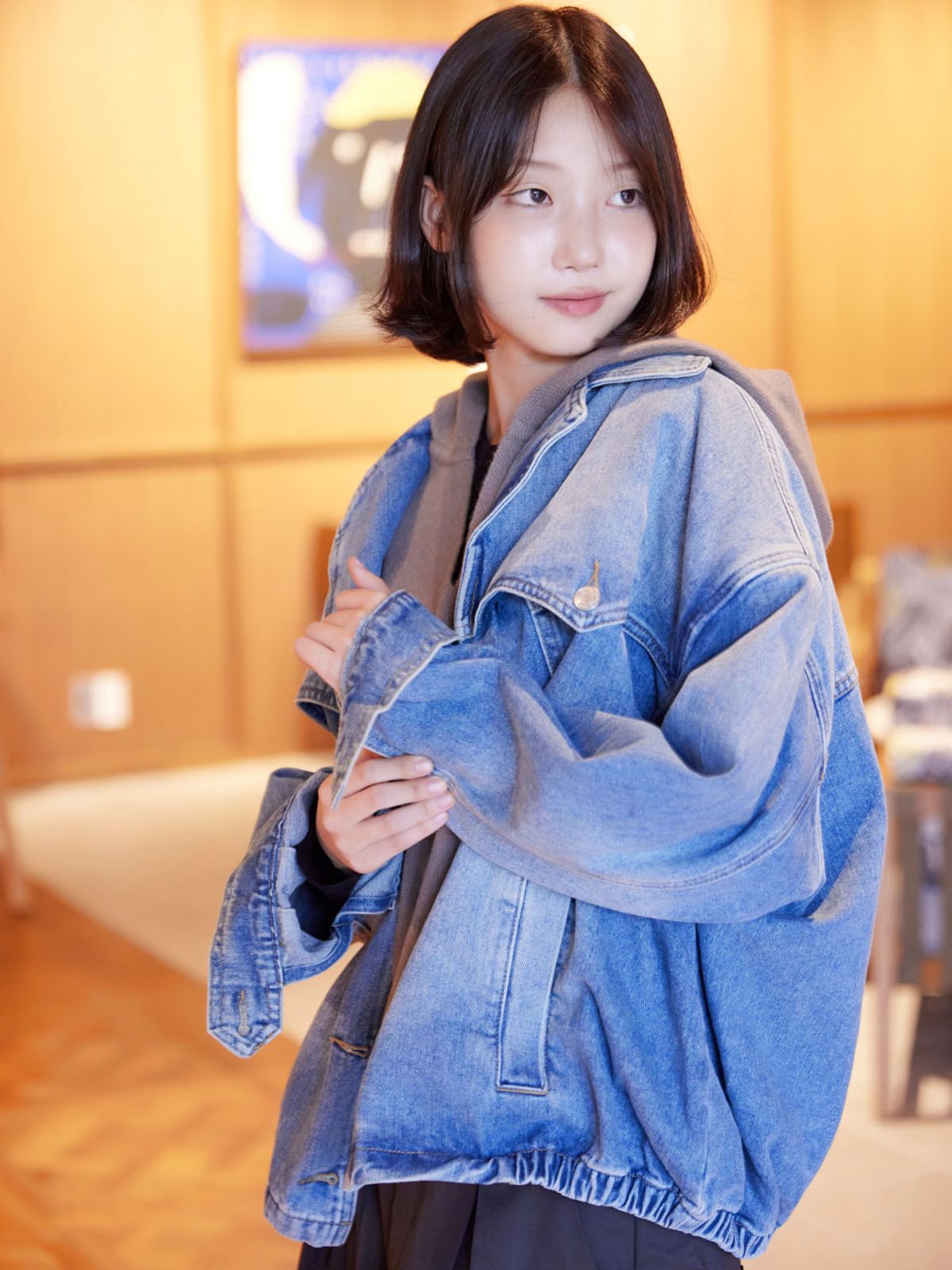 아이홀릭 캐시미어(AYIHOLIC CASHMERE) 워싱 테일러카라 데님자켓