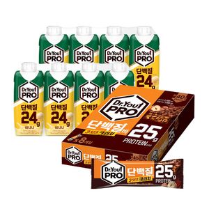 오리온 닥터유 프로드링크 바나나 8팩 + 프로단백질바 3넛츠크런치 8p