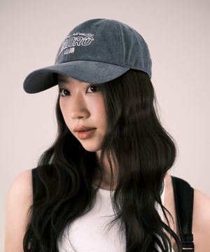 시그니처 자수 볼캡 모자 - 차콜