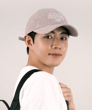 시그니처 자수 볼캡 모자 - 페일핑크