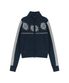 Sun Jacquard Zip-Up Sweater (Navy)