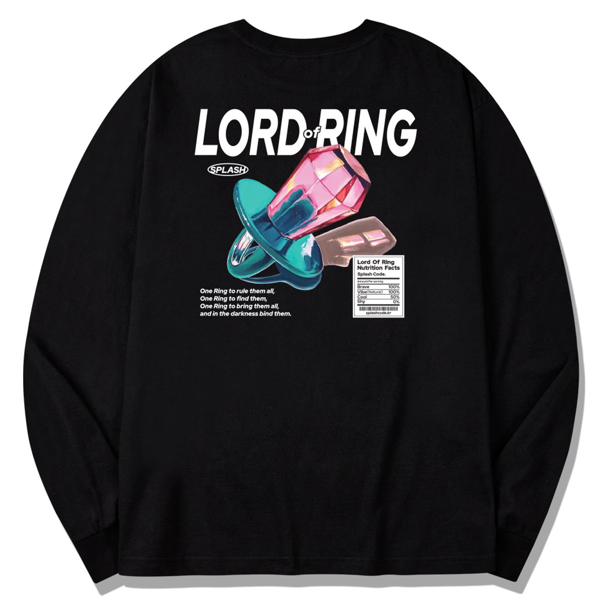 스플래시코드(SPLASHCODE) 롱슬리브 블랙 - 보석 반지(Lord of Ring)