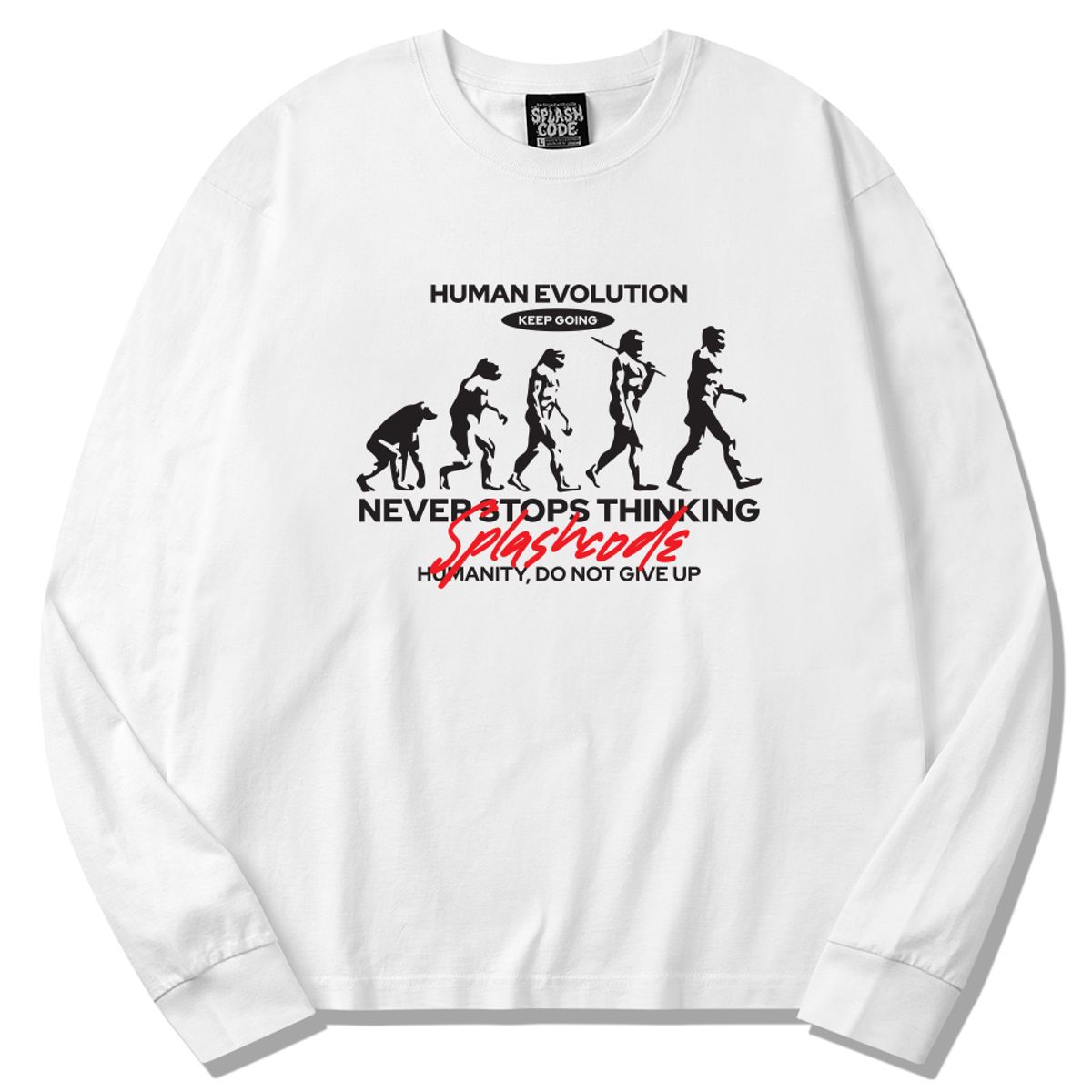 스플래시코드(SPLASHCODE) 롱슬리브 화이트 - 진화(Human Evolution)
