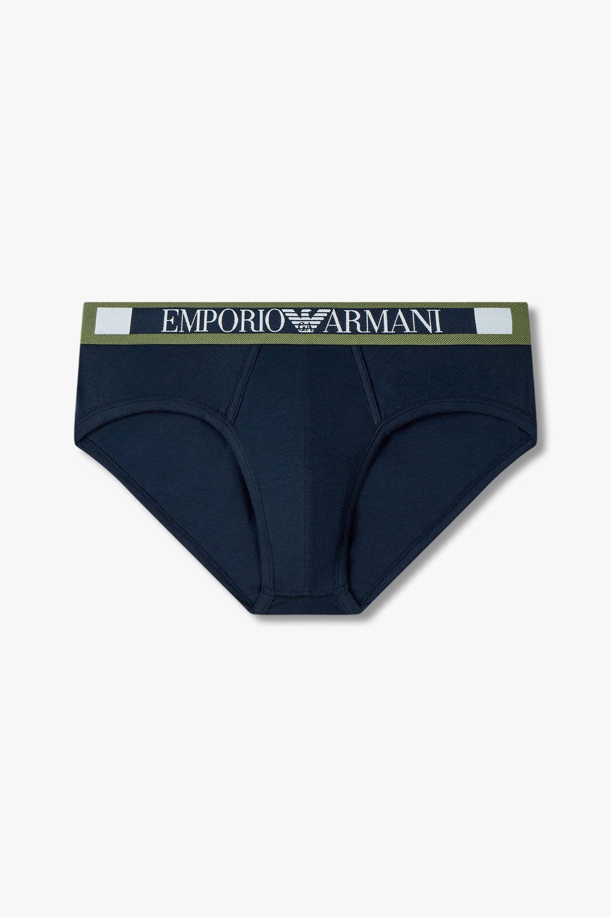 엠포리오 아르마니 언더웨어(EMPORIO ARMANI UNDERWEAR) 남성 컬러 블록 로고 밴딩 브리프_마린 0814311028