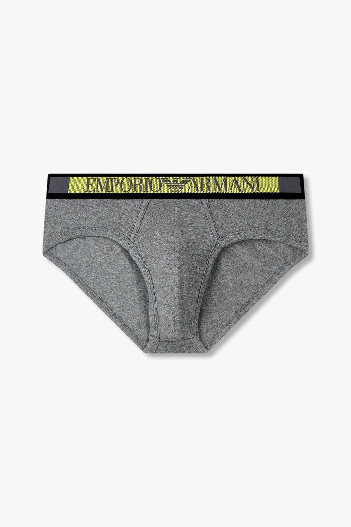 엠포리오 아르마니 언더웨어(EMPORIO ARMANI UNDERWEAR) 남성 컬러 블록 로고 밴딩 브리프_멜란지 그레이 0814311029
