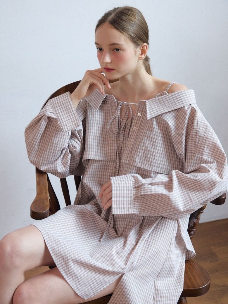 sweet bolero shirts_beige check