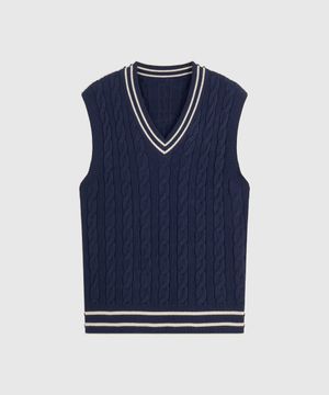 브이넥 니트 베스트 [NAVY]