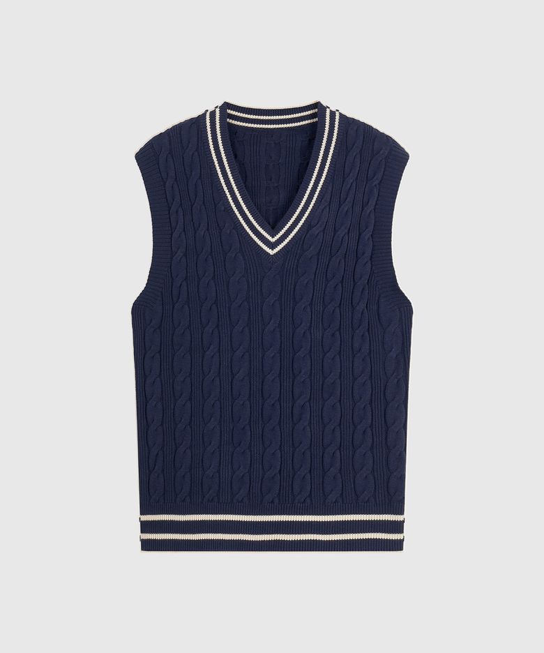 브이넥 니트 베스트 [NAVY]