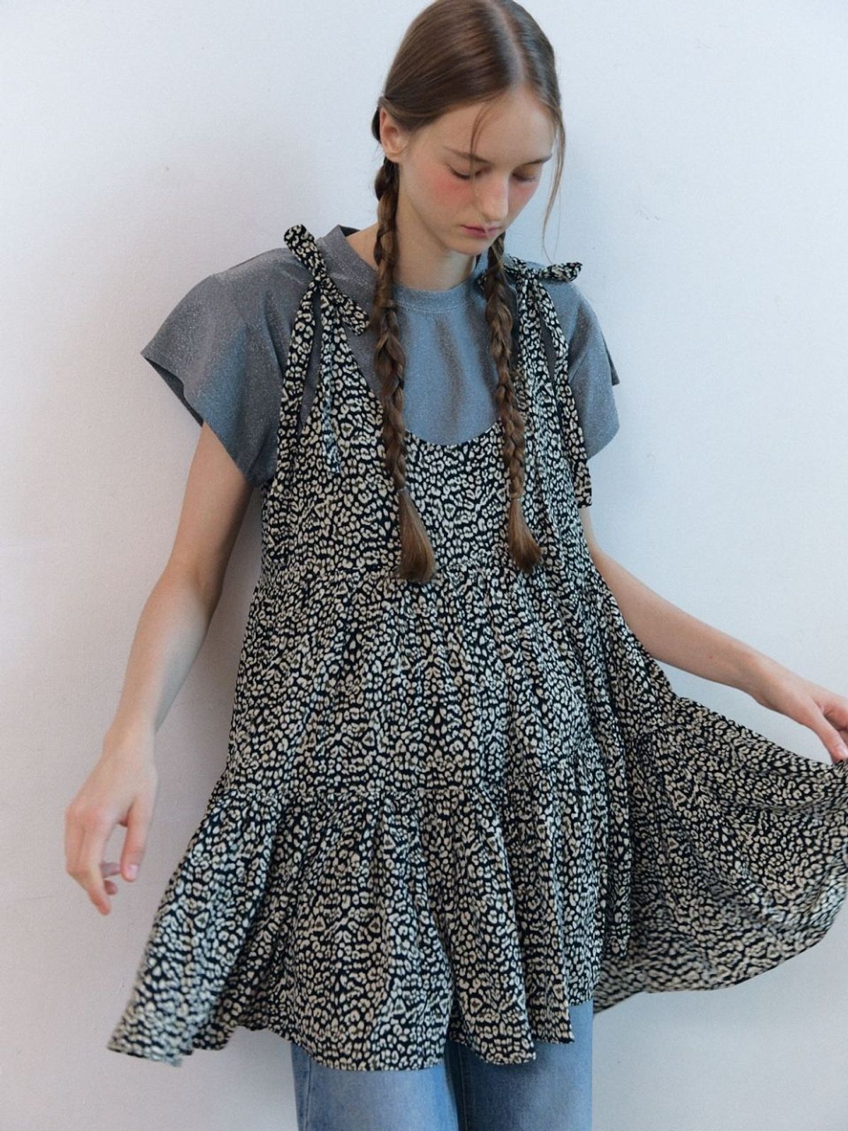 패브릭서울(FABRICSEOUL) leopard round mini dress_black