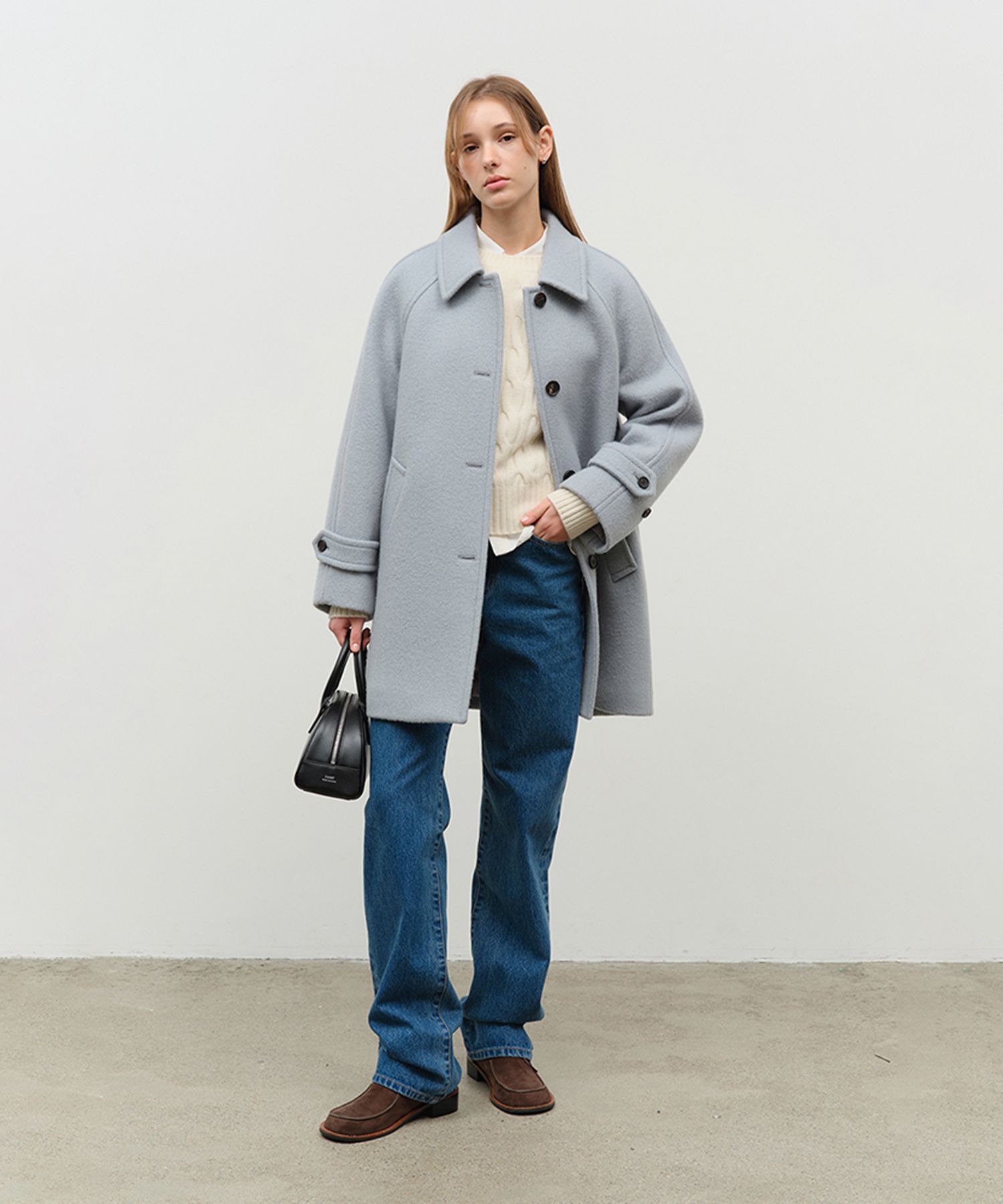 MUSINSA | DUNST FOR WOMEN ALPACA HALF MAC COAT GREYISH