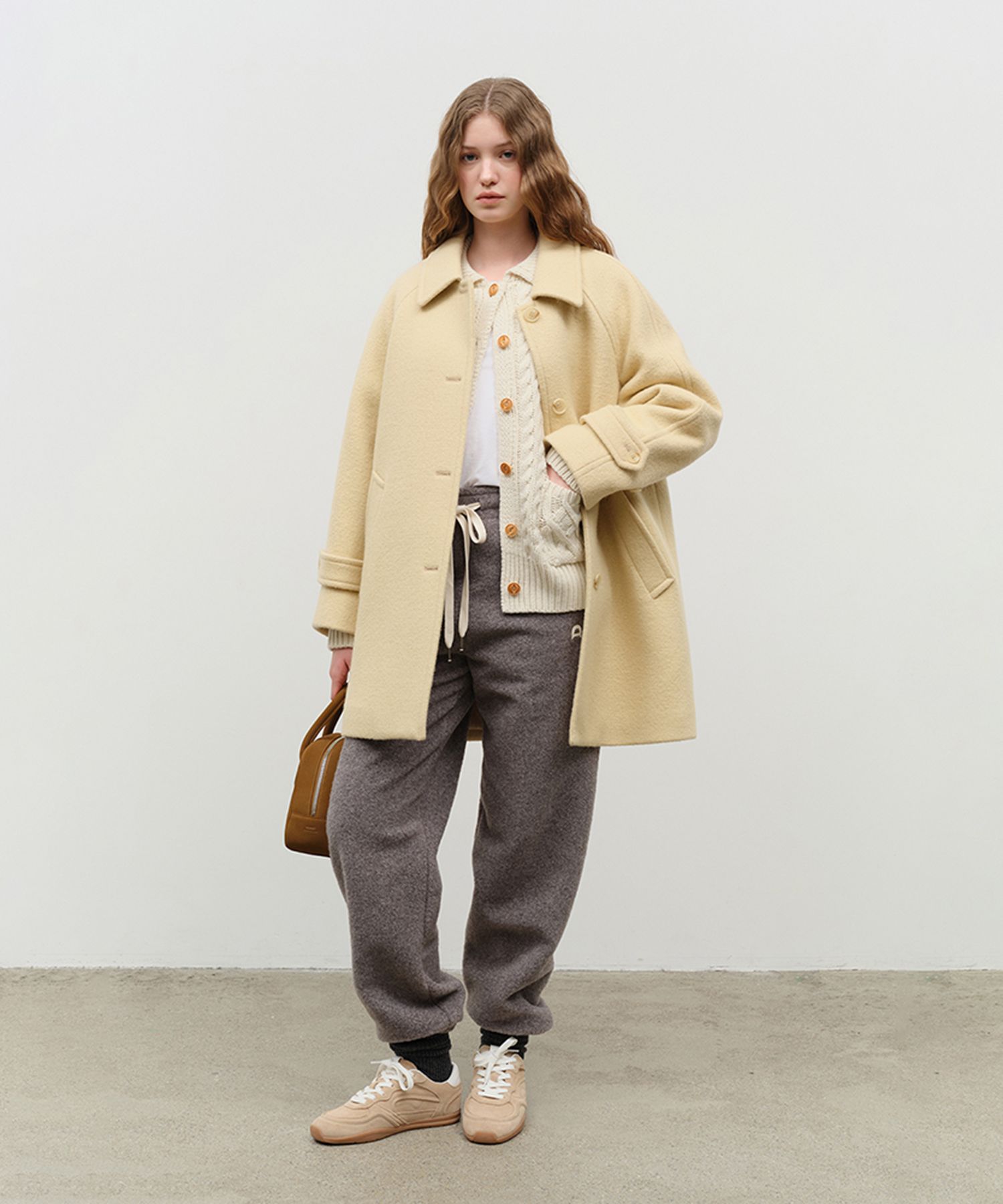 dunst ALPACA HALF MAC COAT BUTTER 韓国 던스트(DUNST) ALPACA HALF MAC COAT BUTTER_UDCO4D234Y1 - 사이즈