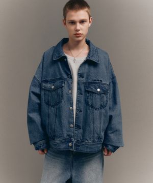오버핏 데님 트러커 자켓 (블루)