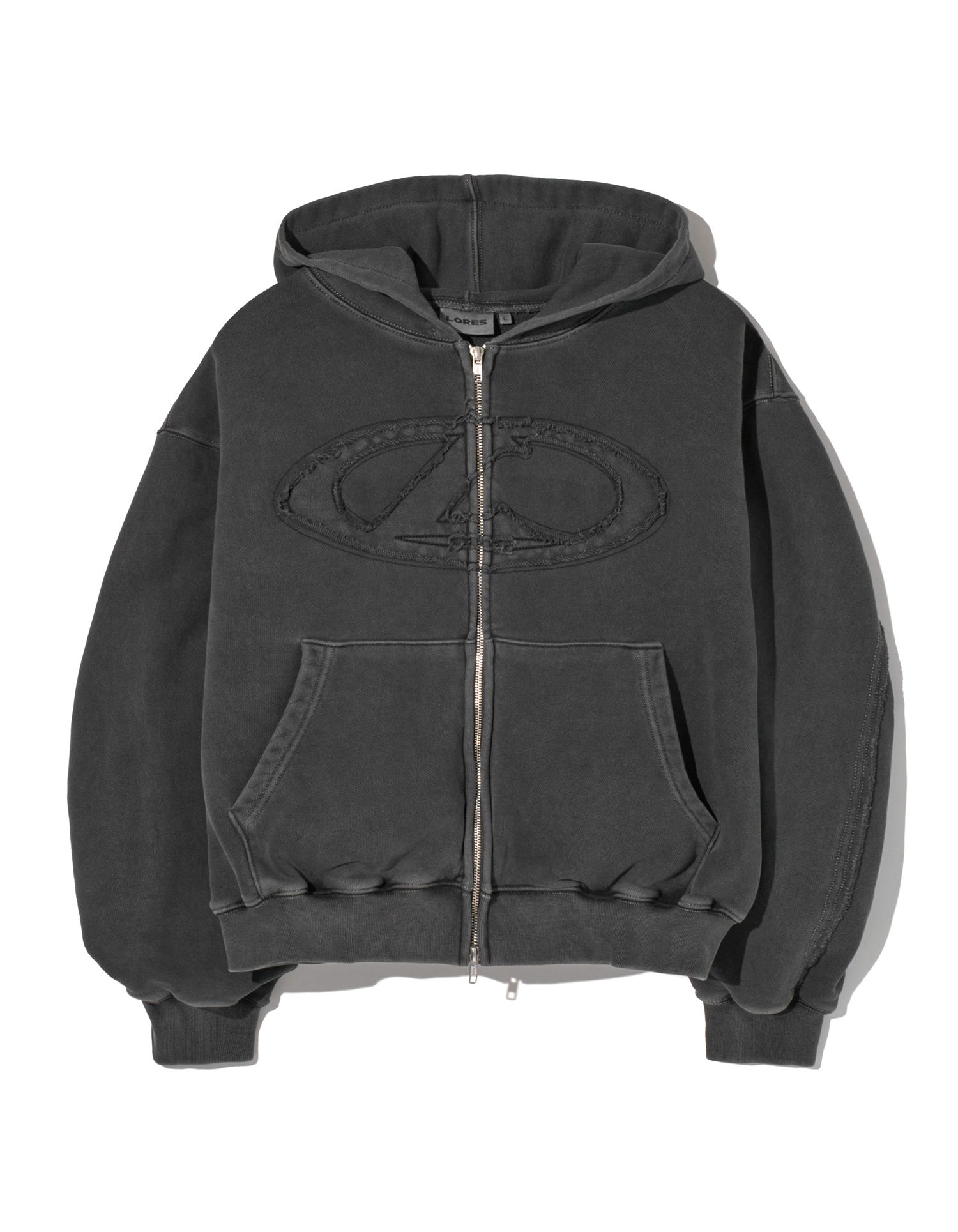 MUSINSA公式 | LORES L Oval Logo Dyed Zip Hoodie - Charcoal