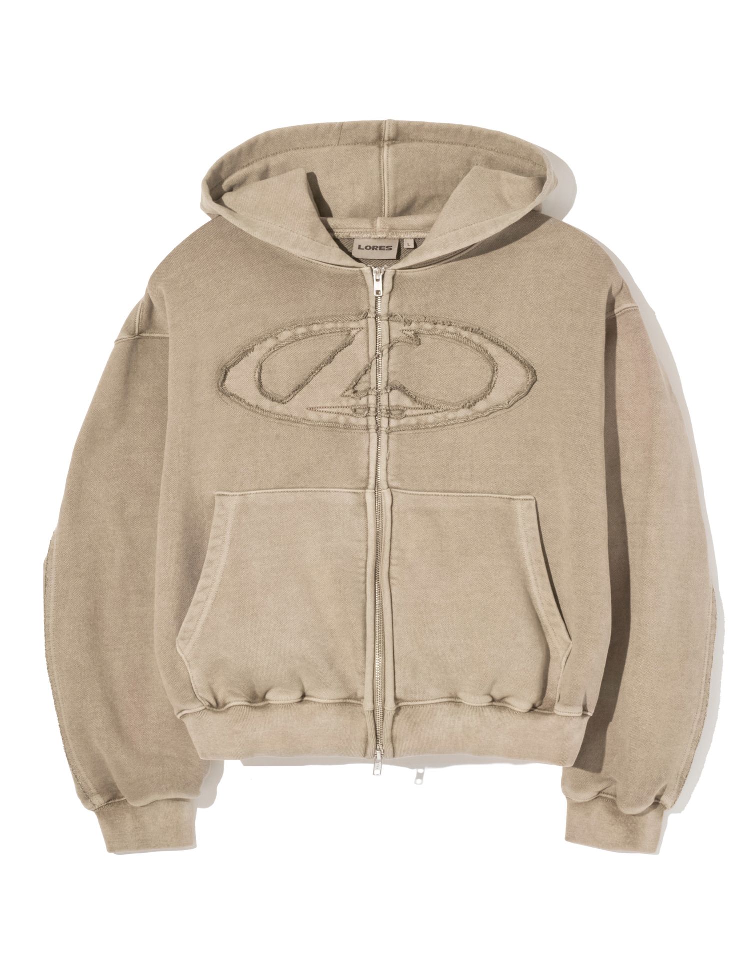 MUSINSA公式 | LORES L Oval Logo Dyed Zip Hoodie - Camel