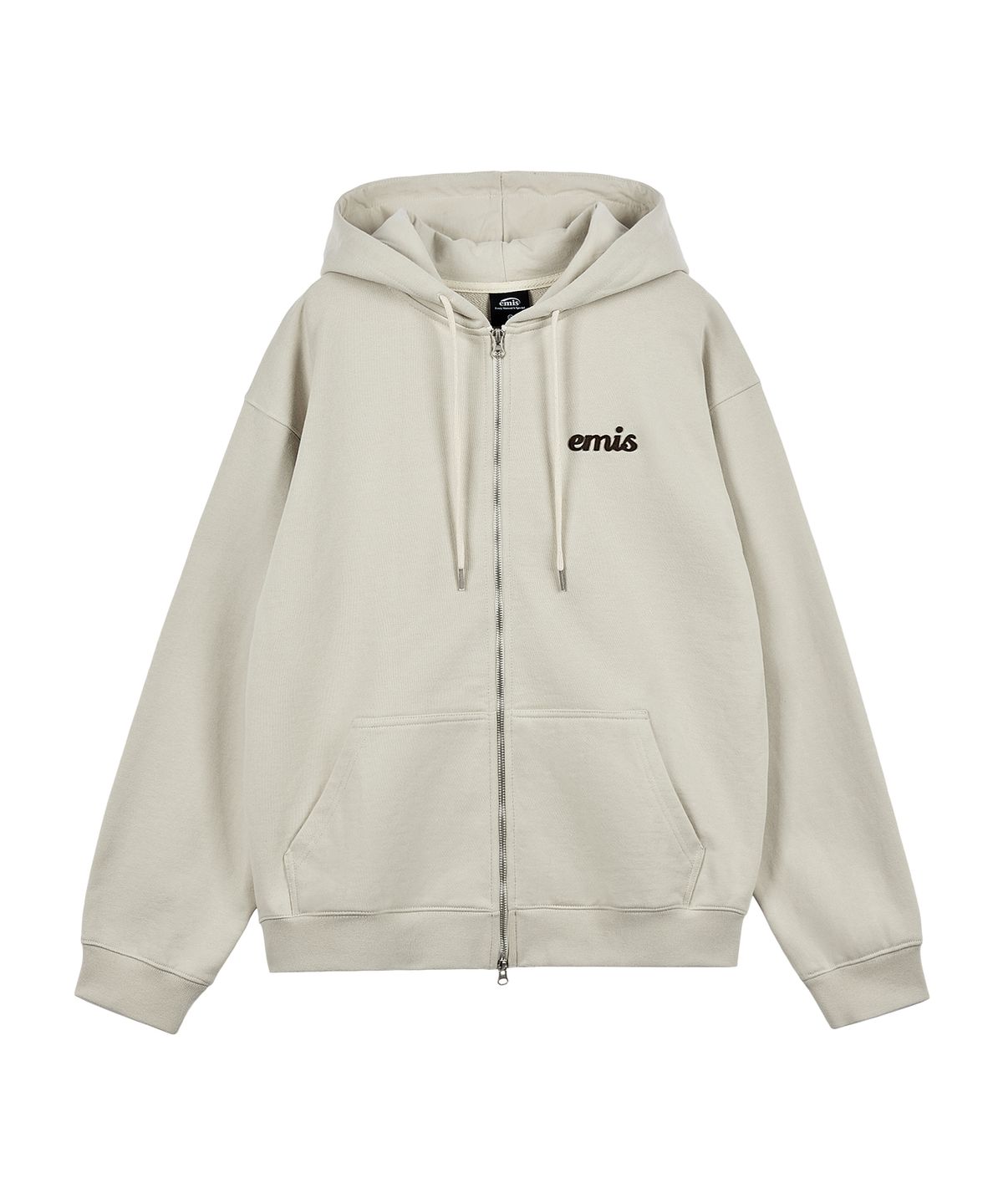 이미스(EMIS) (UNISEX)APPLIQUE HOOD ZIP-UP-BEIGE