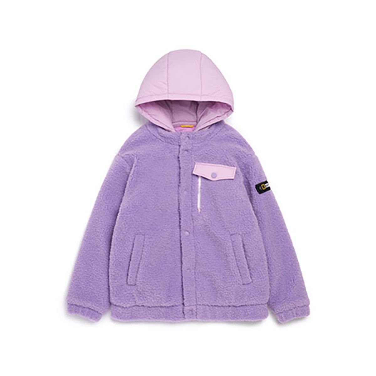 내셔널지오그래픽 키즈(NATIONAL GEOGRAPHIC KIDS) N214KFT190 우븐 후드 패딩 뽀글이 풀집업 LAVENDER