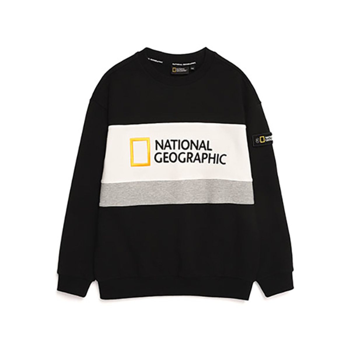 내셔널지오그래픽 키즈(NATIONAL GEOGRAPHIC KIDS) N213KSW050 3단 절개배색 맨투맨 CARBONBLACK